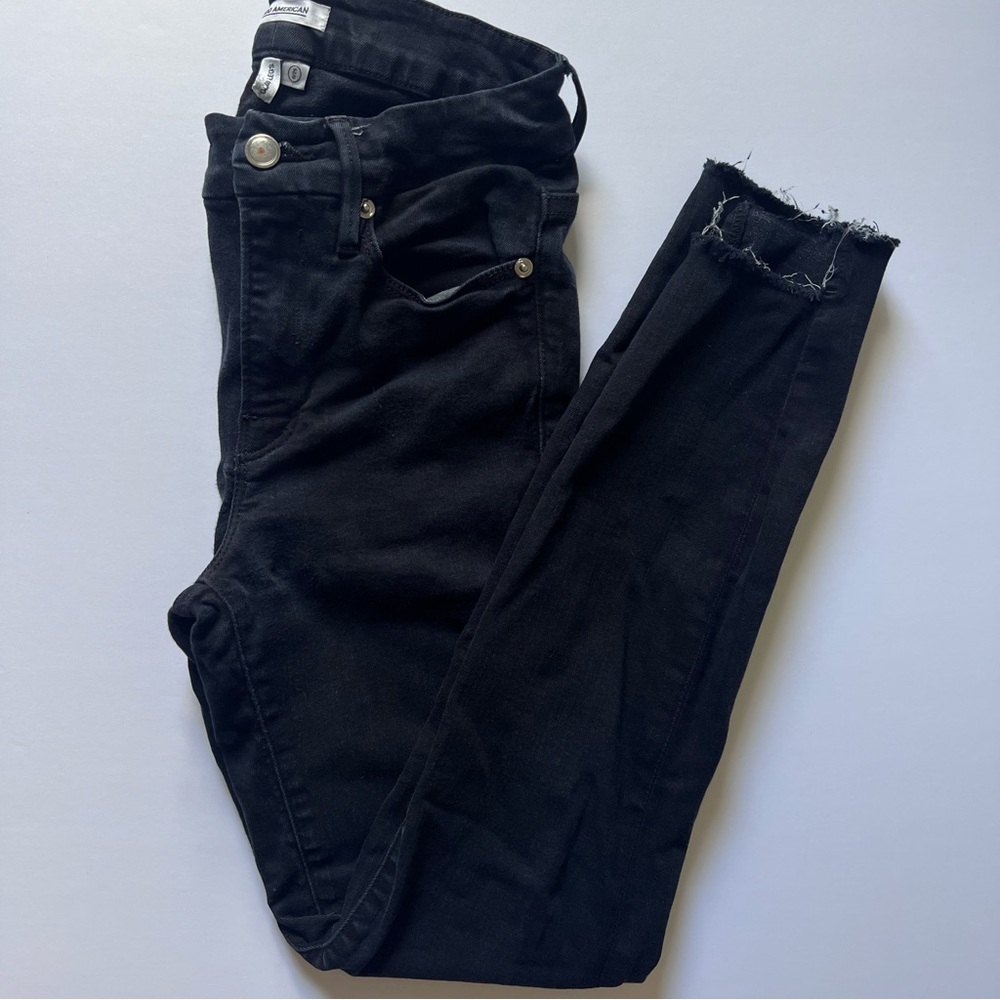 Good American Good Legs Dark Wash Skinny Jeans With Raw Hem Size 0 / 25